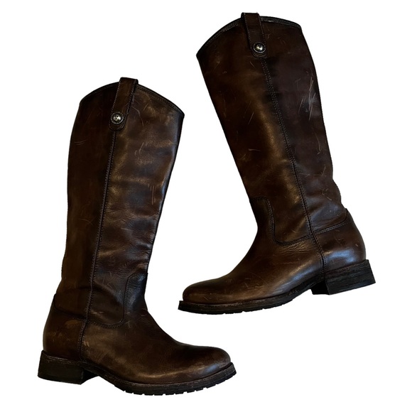 Frye Melissa Double Sole Button Lug Tall Leather Boot, Sz 6 - Picture 2 of 15